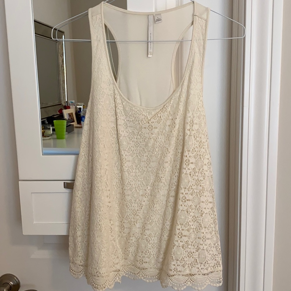 Cream Lace Racer Back Tank Top